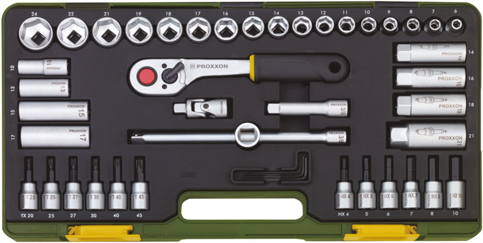 Proxxon%2023282%203/8’’%20Cırcır%20Kollu%2047%20Parçalı%20Lokma%20ve%20Bits%20Takımı