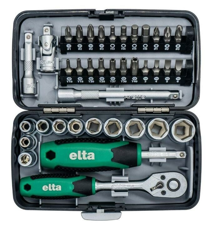 Elta%2014000%20005078%201/4”%20Cırcır%20Lokma%20Anahtar%20&%20Bits%20Set%20(38%20parça,%20mm)