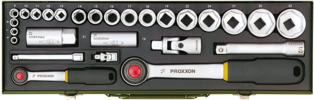 Proxxon 23020 1/4-1/2’’ Cırcır Kollu 27 Parçalı Lokma Takımı