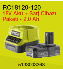 Ryobi RC18120-120 18V Akü + Şarj Cihazı Paketi - 2.0 Ah