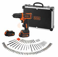 Black+Decker BDCDD12BAFC 10.8V 1.5AH LI-ION Çift Akülü Matkap + 100 Parça Aksesuar