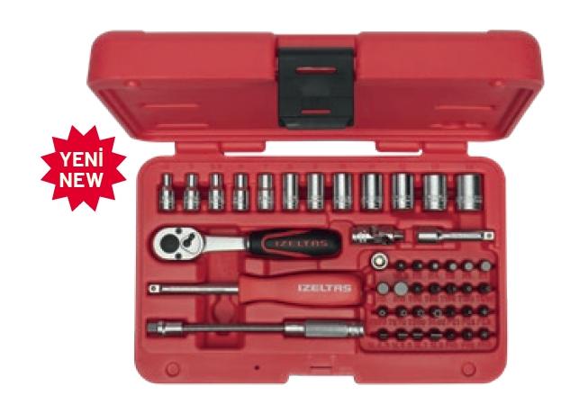 İzeltaş 14000 005133 1/4” Altı Köşe Lokma Anahtar ve Bits Set (45 parça, mm)