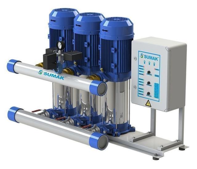 Sumak SHT8C400/10 3x3Kw 3000D/D Düşey Milli Kademeli Hidrofor Trifaze