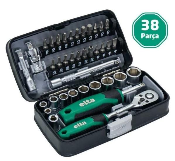 Elta 14000 005078 1/4” Cırcır Lokma Anahtar & Bits Set (38 parça, mm)