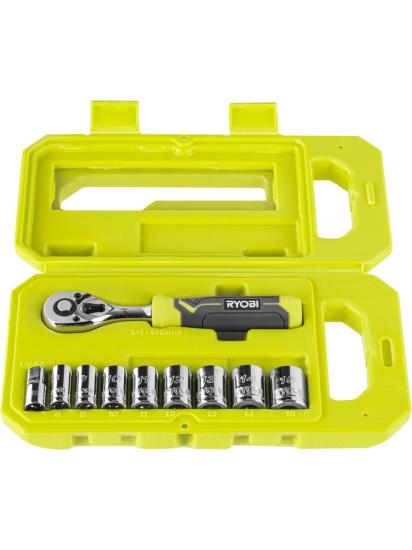 Ryobi RHRS10PC 1/4’’ 10 Parça Cırcırlı Lokma Seti