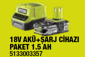 Ryobi RC18120-115 18V Akü + Şarj Cihazı Set 1.5AH