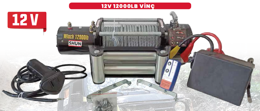 Shun 12V 12000LB Araç Çeki Vinci